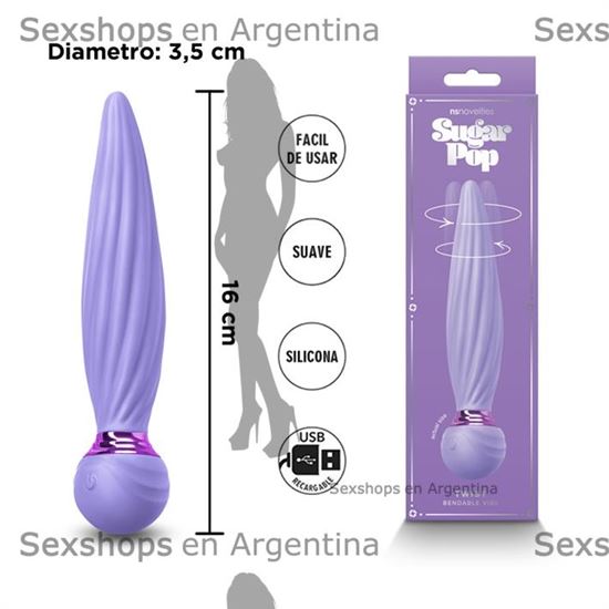 Vibrador con varias velocidades y carga USB Sugar Pop